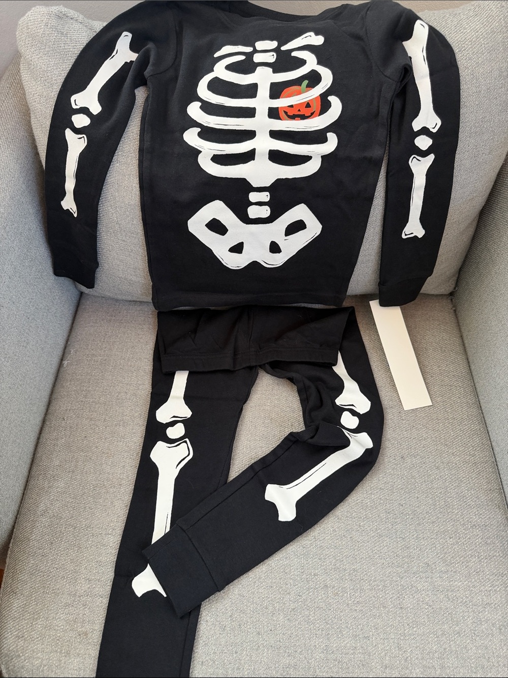 Carter's Black Skeleton Pajama Set with Orange Pumpkin Accent